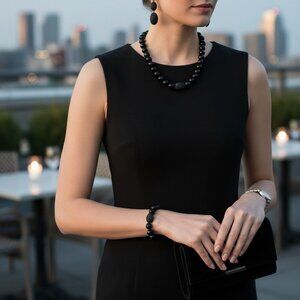 Vintage Boutique Kenneth Jay Lane Black Beaded Parure Set Swarovski Crystal